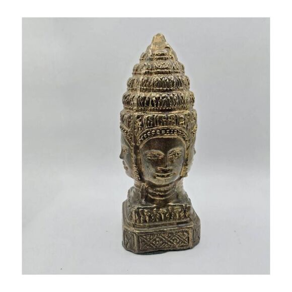 Vintage Solid Brass 4 Face Mukhalinga Statue - Picture 7 of 8